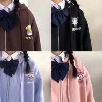 kawaii sanrioed mymelody cinnamoroll kuromi purin cute soft girl student cartoon jk jacket zipper cotton hooded sweater printing