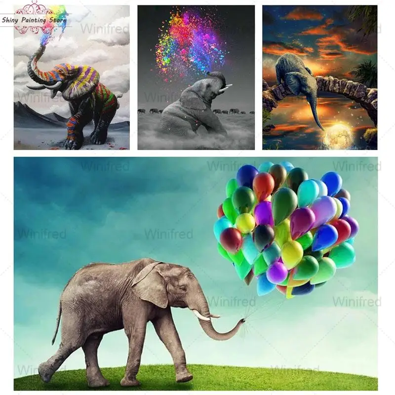 

Алмазная 5D картина «сделай сам», вышивка со слоном, Набор для вышивки крестиком, полная Бриллиантовая вышивка, украшение для дома ручной раб...