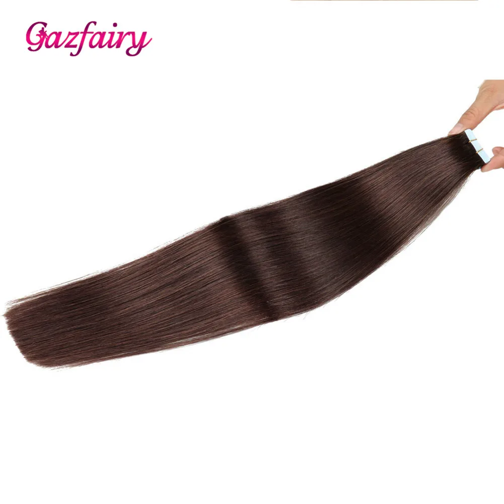 Gazfairy лента для наращивания человеческих волос 10 шт. 20 шт. 40 шт. 12 "16" 20 "24"прямые волосы из искусственной кожи Уток Remy лента натуральные волосы ... от AliExpress WW