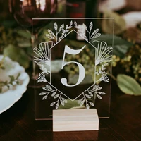 acrylic calligraphy table numbers with wood holder wedding event shower number signpersonalized modern wedding table number