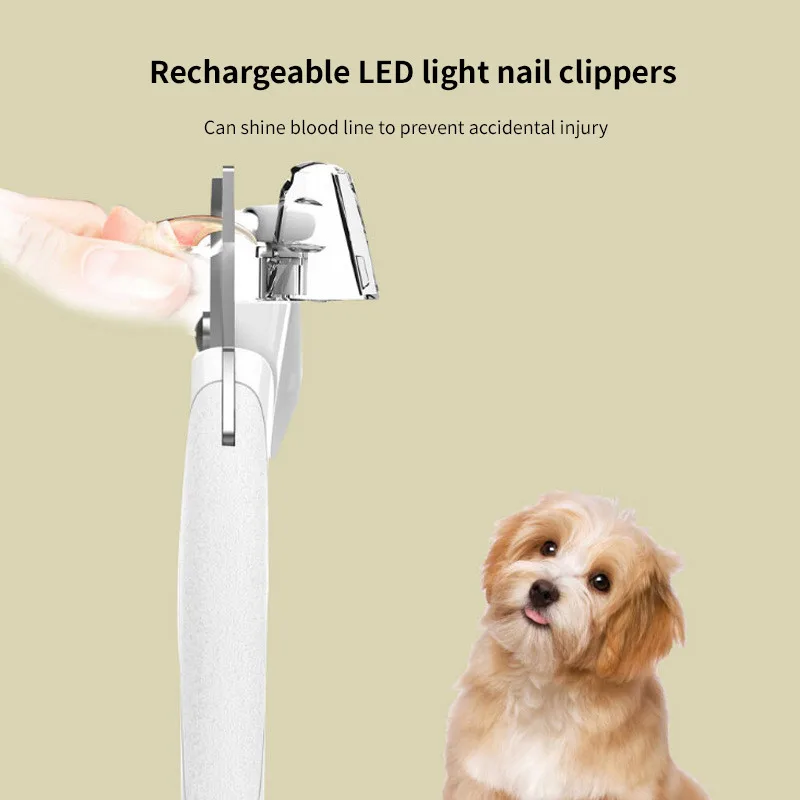 

Professional Light Dog Nail Clippers File USB Charging Safe Ergonomic Handle Pet Nail Trimmer Trapper Grooming Cutter