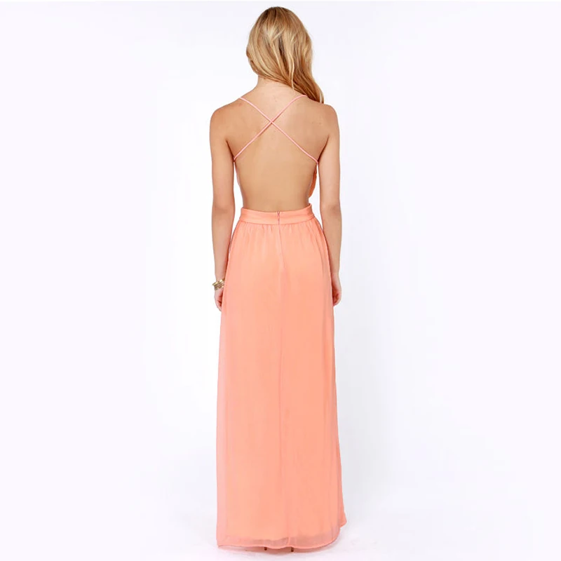 

New Women's Fashion Sexy Cross Backless Solid High Waist Dress