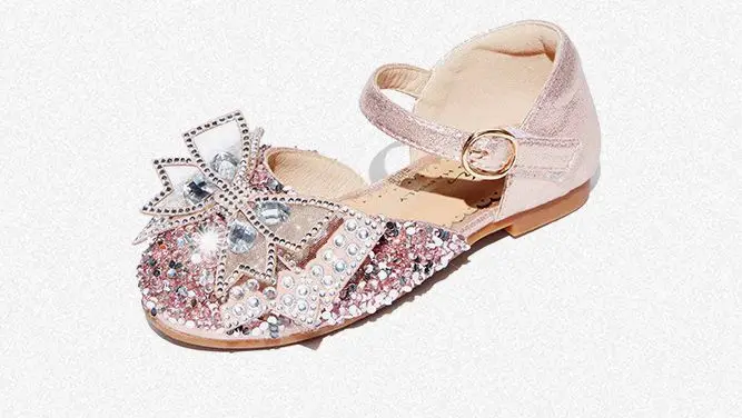 

Sequin Girls High Heels Diamond Children Princess Performance Shoes Flower Casual Glitter Kids Leather Shoes For Girls KS702