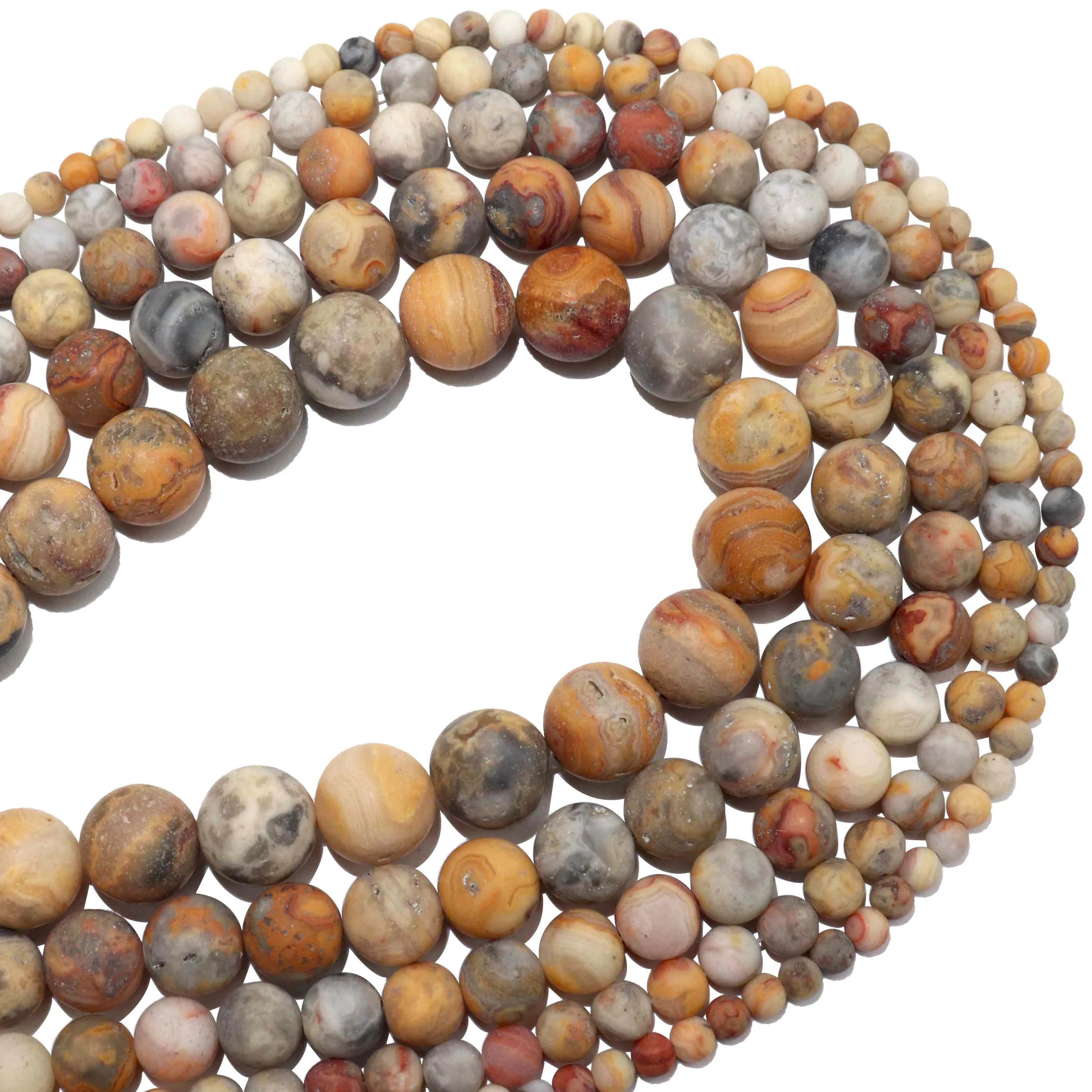

Free Shipping Dull Polish Matte Natural Stone Yellow Crazy Agates Beads 4 6 8 10 12 MM Pick Size For Jewelry Making Diy Bracelet