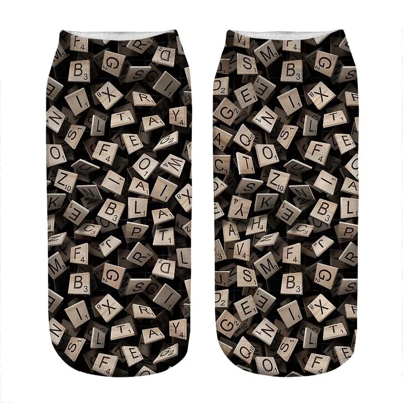 

Women's socks kawaii Scrabble Tile Madness Printed Socks Woman harajuku Happy Funny Novelty cute girl gift Socks for women