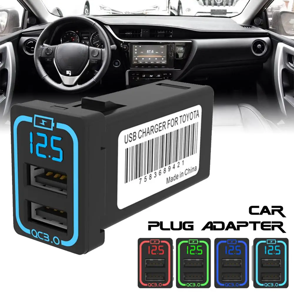 Двойной USB быстрый адаптер QC3.0 автомобильное зарядное устройство светодиодный