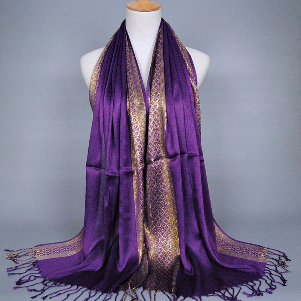 Стильный мусульманский унисекс принт блестящие кисточки хлопок полиэстер