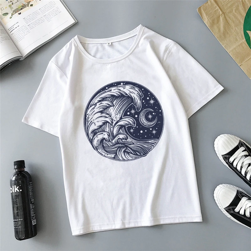 

Surf star sky printing summer women's new representative free Harajuku fashion personality casual loose women's T-shirt tops