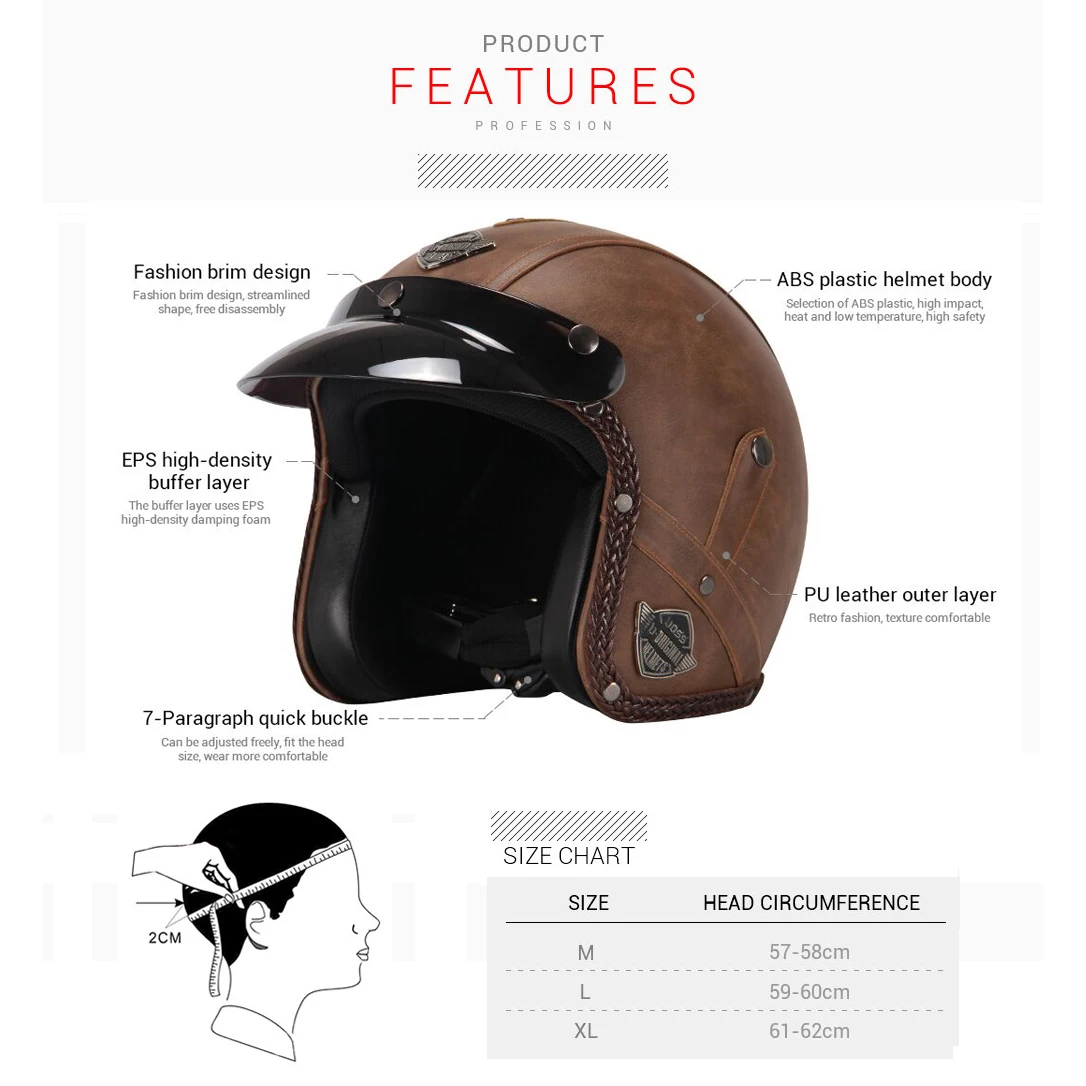 

2021 New Motorcycle Helmet Removable Casco Moto 3/4 Open Face Vintage Helmet Lining Breathable Men Women Capacete Moto Helmet