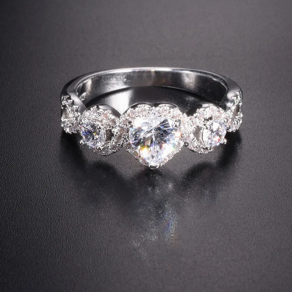 Акция! Женское кольцо из серебра 100% пробы с бриллиантами|jewelry rings|jewelry wedding ringsdiamond