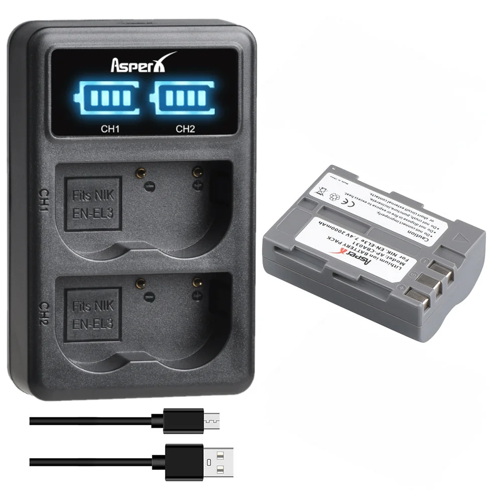 

2000mAh EN-EL3e EL3e EL3a ENEL3e Camera Battery with LED Charger for Nikon D300S D300 D100 D70S D80 D90 D50 L50 D200 D700