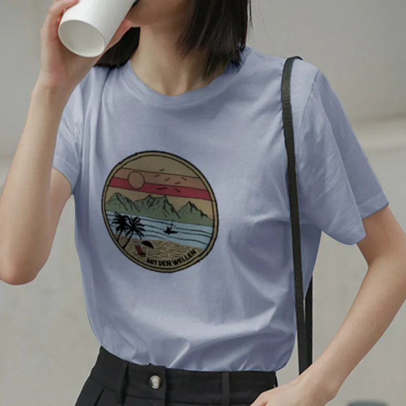 

Casual Summer Funny Print Cute T Shirts for Women Short Sleeve O-neck Weekend Daily Basic Harajuku Streetwear Women Top Tees