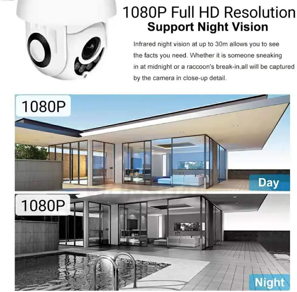 1080P Беспроводная новая PTZ скоростная купольная IP камера WiFi наружная