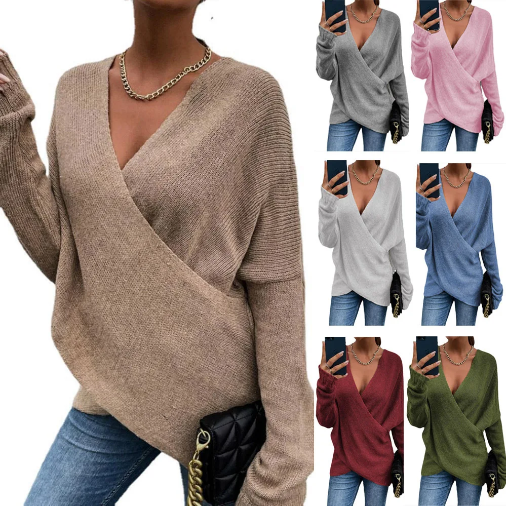 

Women's new style cross loose outer wear women's knitted sweater