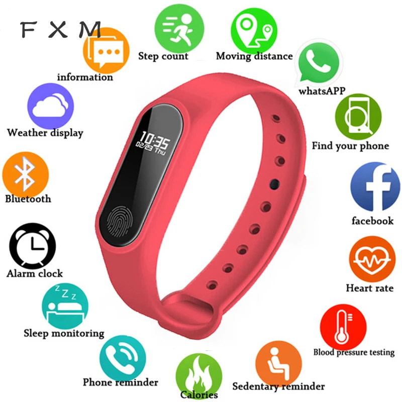 Новые смарт часы M2 модные спортивные фитнес трекер браслет измеритель