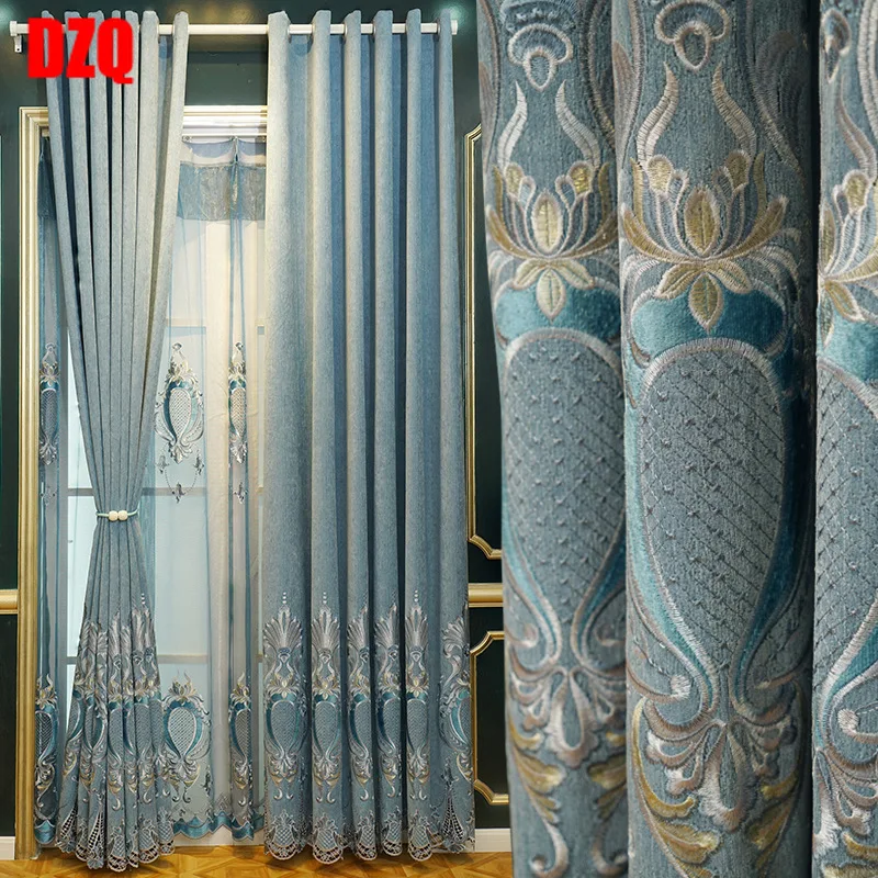 

Chenille embroidered European curtain living room bedroom luxurious atmosphere simple European full shading new style