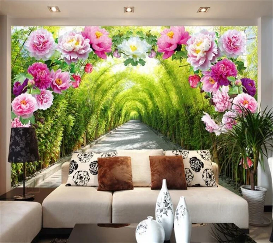 

Custom Photo Wallpaper 3D Murals Flower Door Gallery Promenade Mural living room Background Wall papel de parede 3d wallpaper
