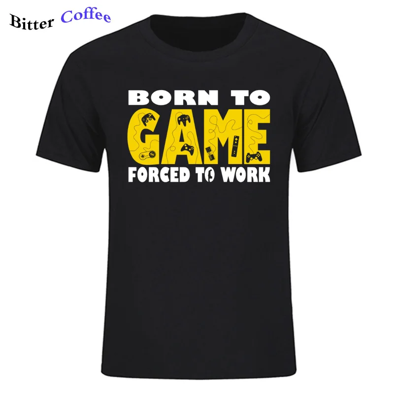 

Футболка с надписью «Born To Game Force To Work»