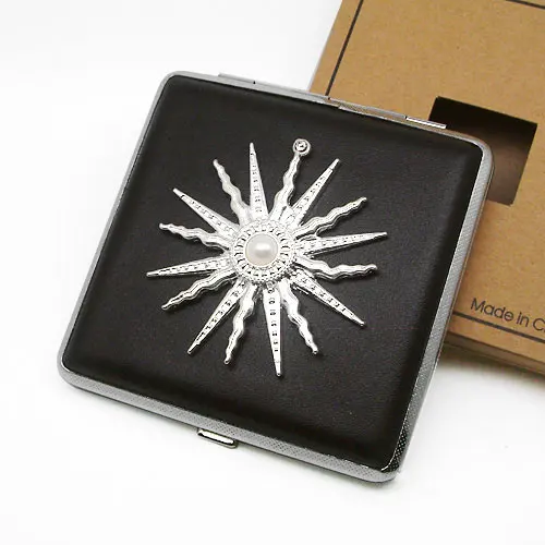 Женский кожаный чехол для сигарет золотистый/серебристый Тонкий креативные