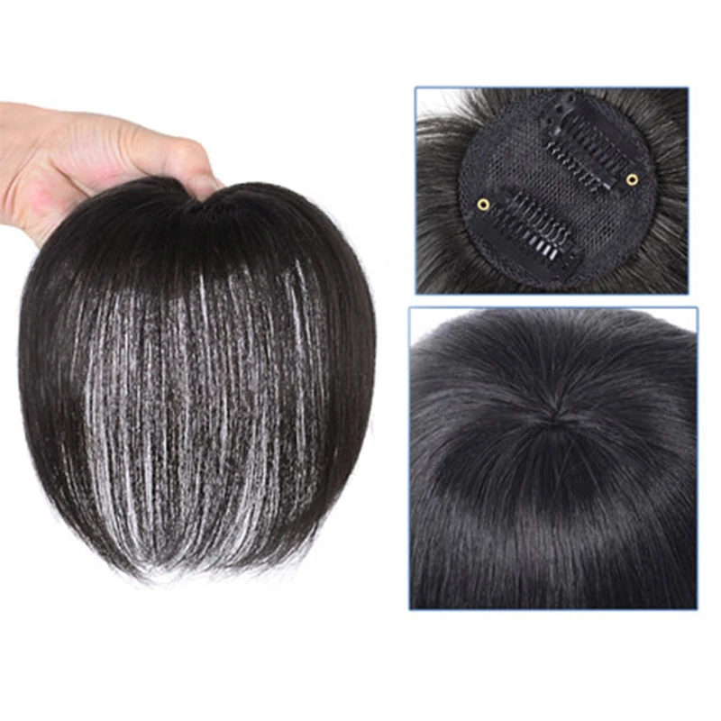 Brazilian Human Hair Short Straight Hair Topper Hairpiece Non-Remy Hair Invisible Replacement  Hair Piece 100% human hair
