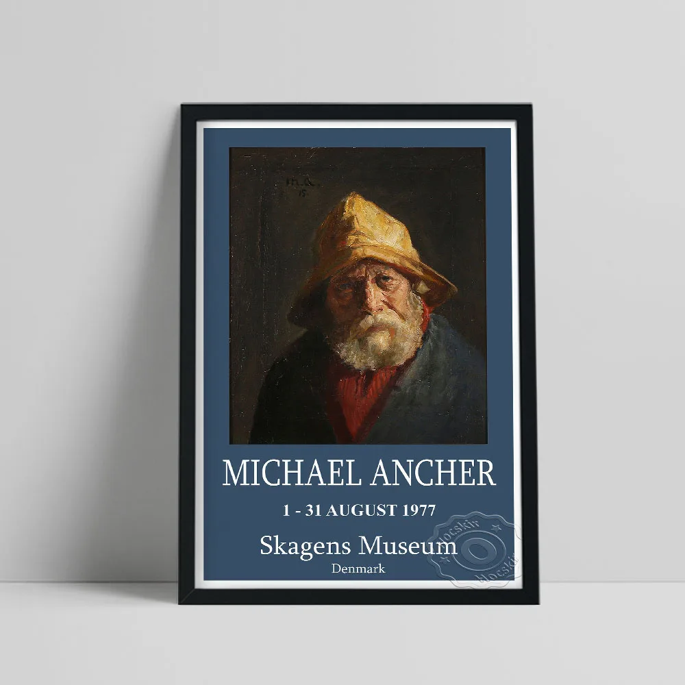 

Michael Ancher Exhibition Poster, Ancher En Skagensfisker Wall Picture, Denmark Realism Wall Art, Old Man Portrait Wall Painting