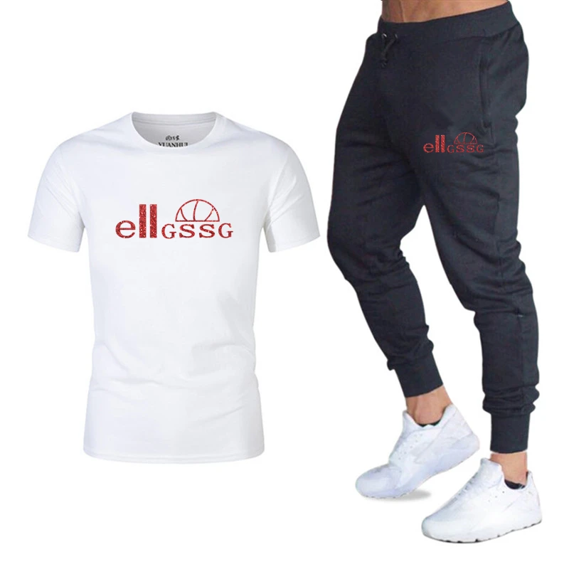 

2021 Hot-Selling Summer T-Shirt Pants Set Casual Brand Fitness Jogger Pants T Shirt Hip Hop Fashion Men's Tracksuits