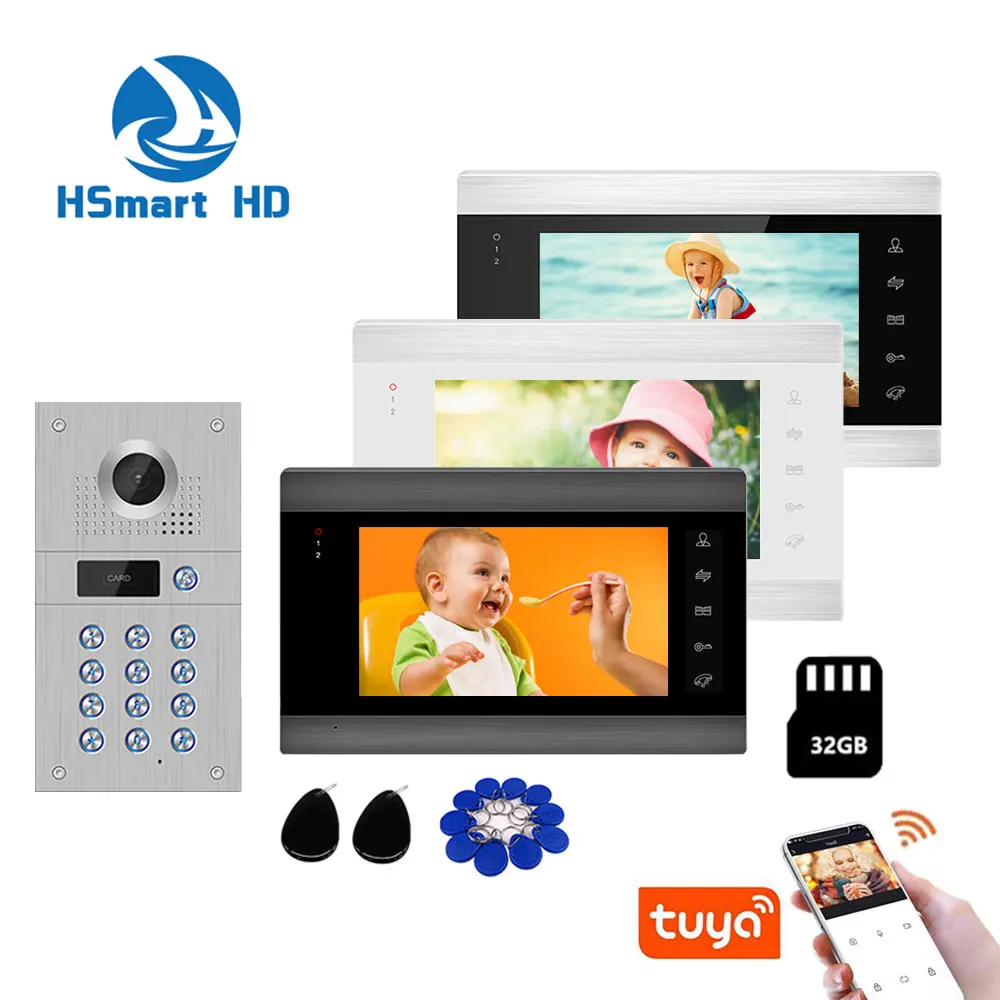 

Tuya smart Home 7 Inch Wireless WiFi Video Intercom for Home IP Video Doorbell Password Unlock AHD Screen Wifi Intercom System