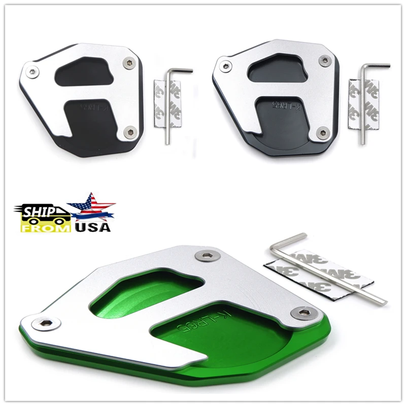 Cnc Side Stand Foot Kickstand Extend Pad For Kawasaki Klr650 2008-2019 2017 2018 Gree