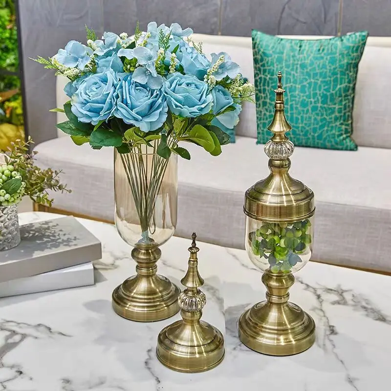 

Modern Fashion Silver Gold Plating Tabletop Vases Metal Holders Centerpieces Candelabra Flowers Vase For Wedding decoration