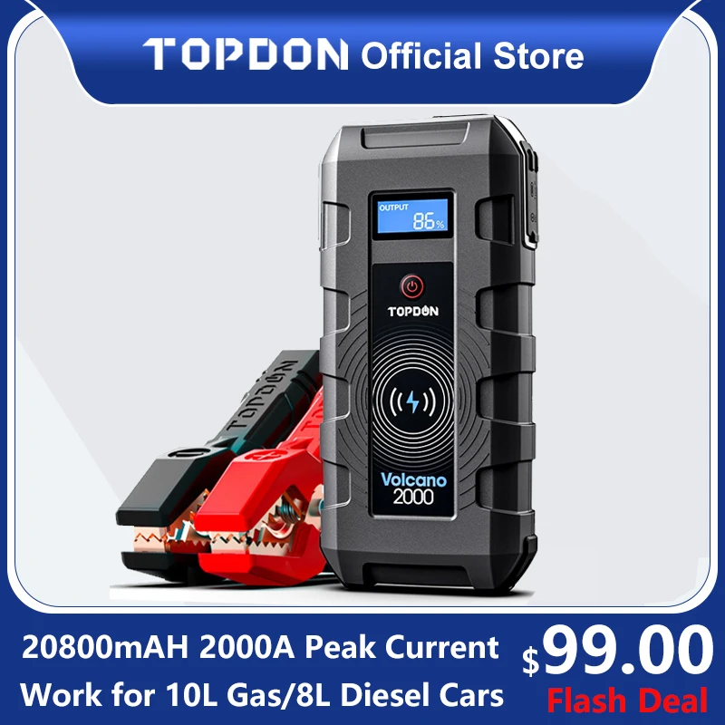 10usd coupon &quot37B9RDTZ3RPT&quot 20800 мА/ч Topdon автомобиль скачок стартер V2000 1200A пусковое
