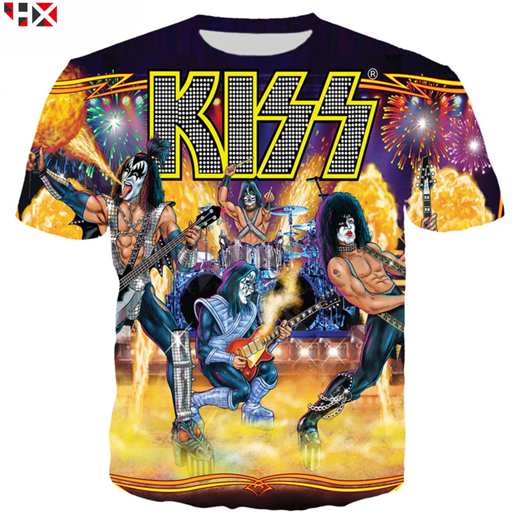 

New Summer Clothing Metal Rock KISS Band T Shirt Men/women 3D Print T Shirts Short Sleeve Hip Hop Streetwear Tops S363