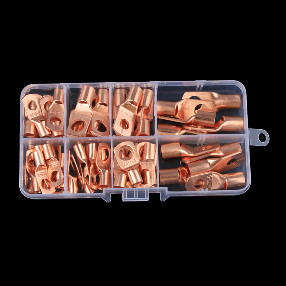 

140PCS Auto Copper Ring Terminal Wire Crimp Connector Bare Cable Battery Terminals Soldered Connectors Assortment Kit Car