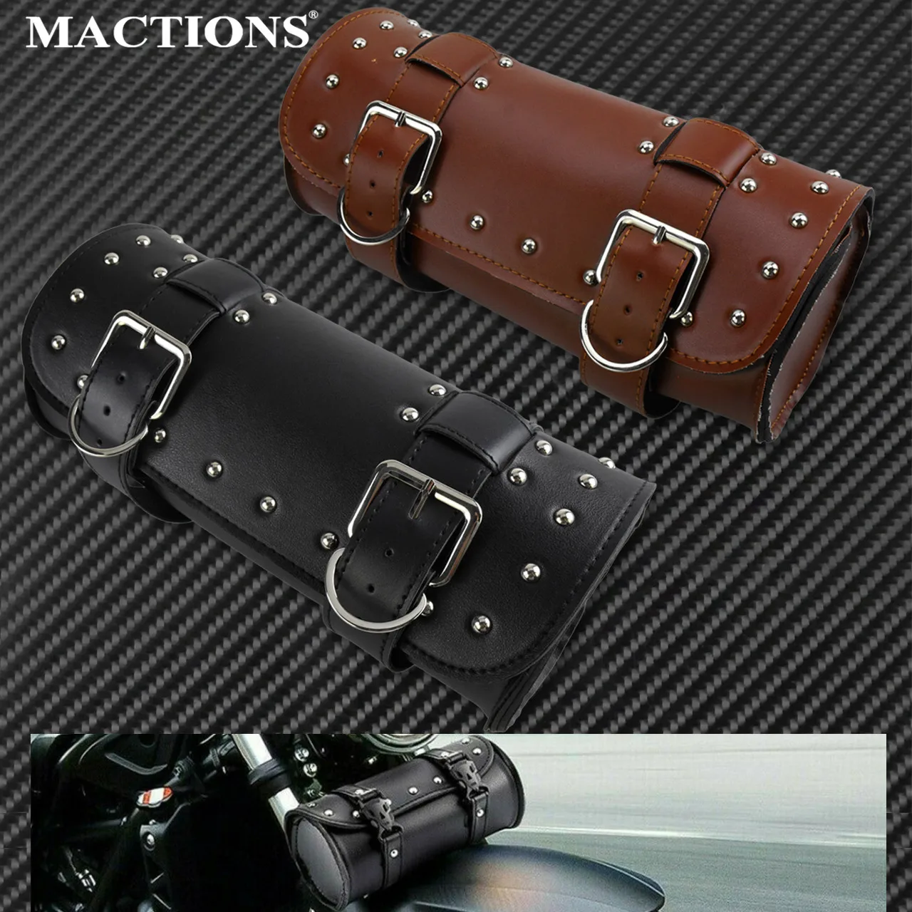 

Mactions Fork Tool Bags Storage Side Storage Saddlebags Front Luggage Bag For Harley Touring Road King Sportster XL Dyna Softail