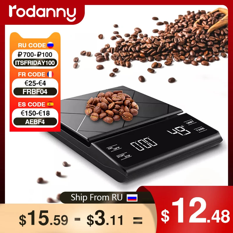 Rodanny-b&aacute;scula de caf&eacute; de alta precisi&oacute;n con temporizador, balanza electr&oacute;nica Digital inteligente, b&aacute;scula de cocina port&aacute;til para el hogar-0