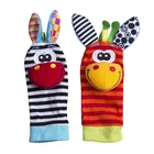 1 пара мягких носочков-погремушек для новорожденных мальчиков и девочек с героями мультфильмов, напульсники для рук, носочки для ног, развивающие игрушки, подарок