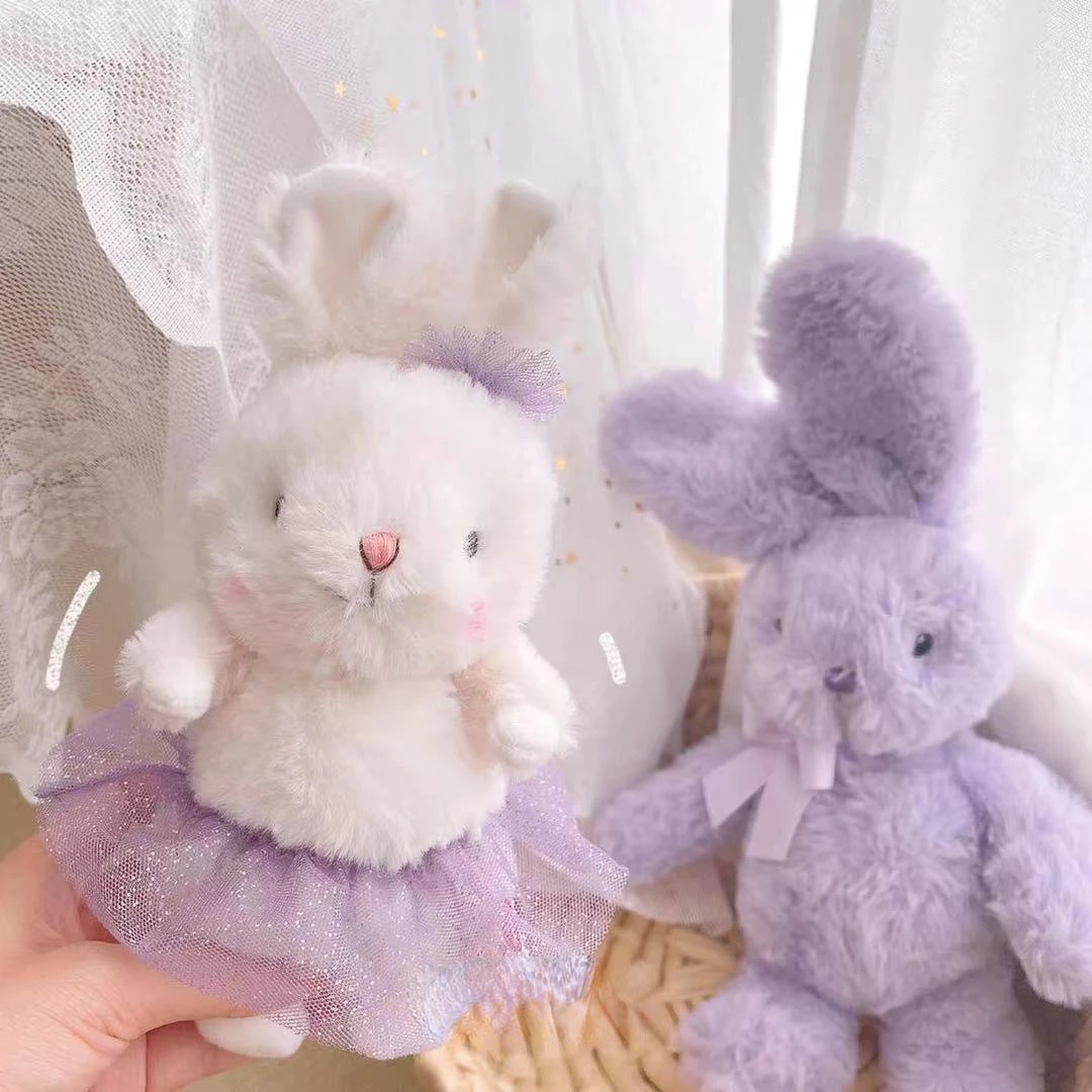 

Soft Purple Bow Tie Rabbit Plushie Veil Rabbit Stuffed Animals Plush Toy Girl Heart Kawaii Bunny Doll