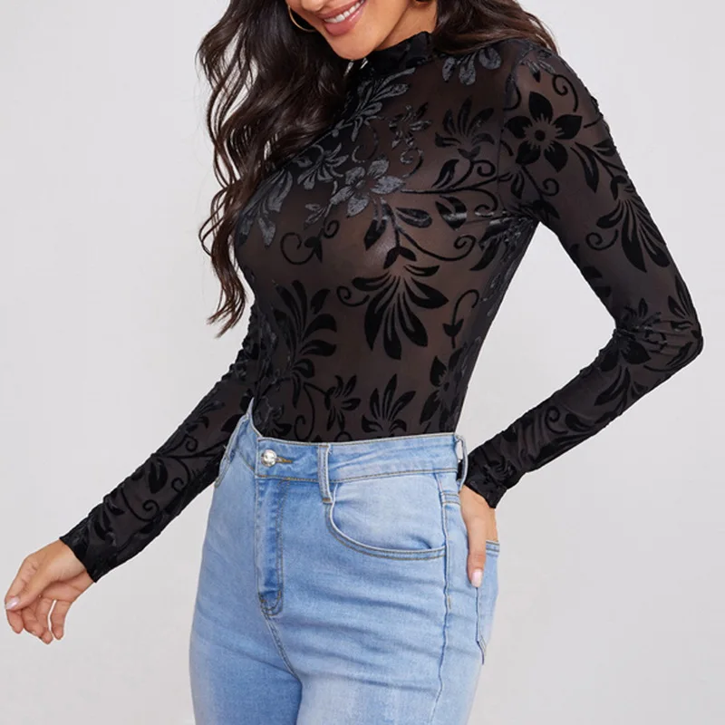 Сексуальная Женская кружевная основа прозрачная нижняя рубашка с длинным