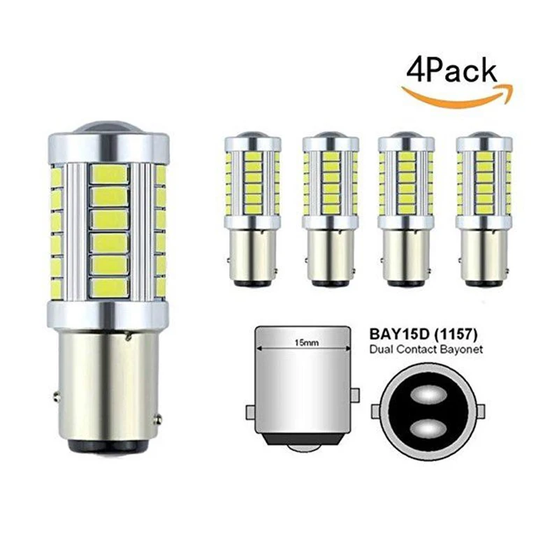 

4PCs 12V 1156 1157 P21W BA15S P21W 33 SMD 5630 5730 LED Car Backup Reserve Light Motor Brake Bulb Daytime Running Lights White