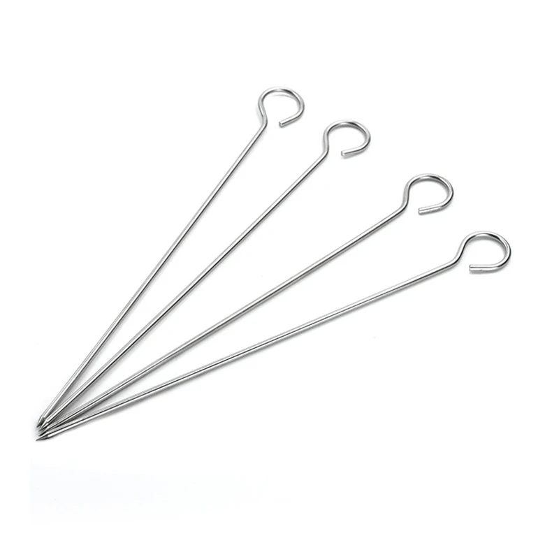 4 шт. шампуры для барбекю из нержавеющей стали с мангал держатель гриль шпажки