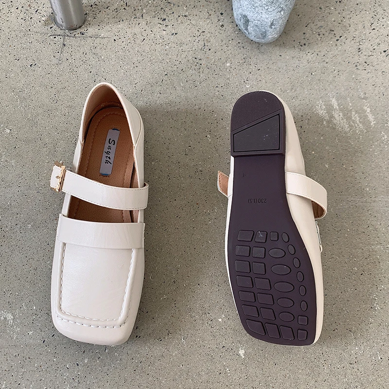 

2021 Autumn New Square Toe Small Leather Shoes Female British Style Shoes Retro Flats Oxfords Women's Shoes Mules Loafers