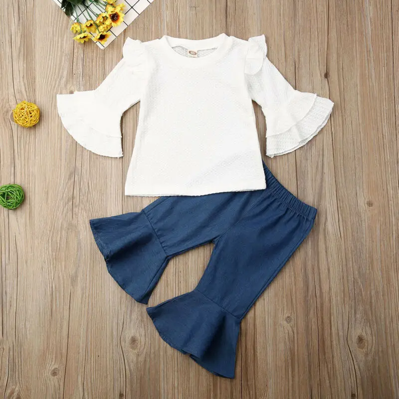 Комплекты одежды для новорожденных девочек белый топ с рукавами-фонариками и