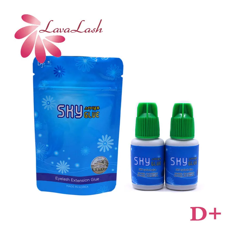 

2 Bottles Korea Sky Glue Eyelash Adhesive For Eyelash Extensions Sky D+ Green Cap 5ml False Lash Glue Wholesale Sealed Bag Tools