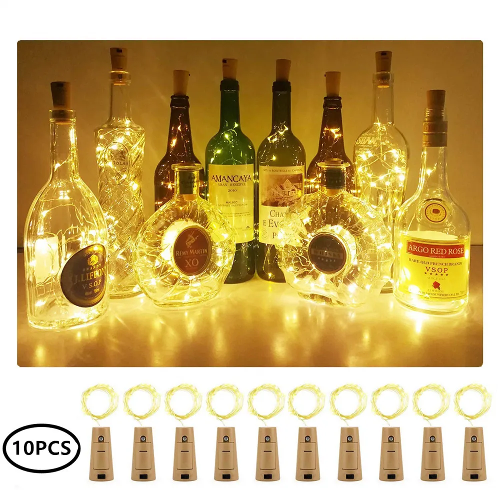 10 шт./лот 2 м 20 светодиодов гирлянда для бутылки пробка стекло вино сказочные