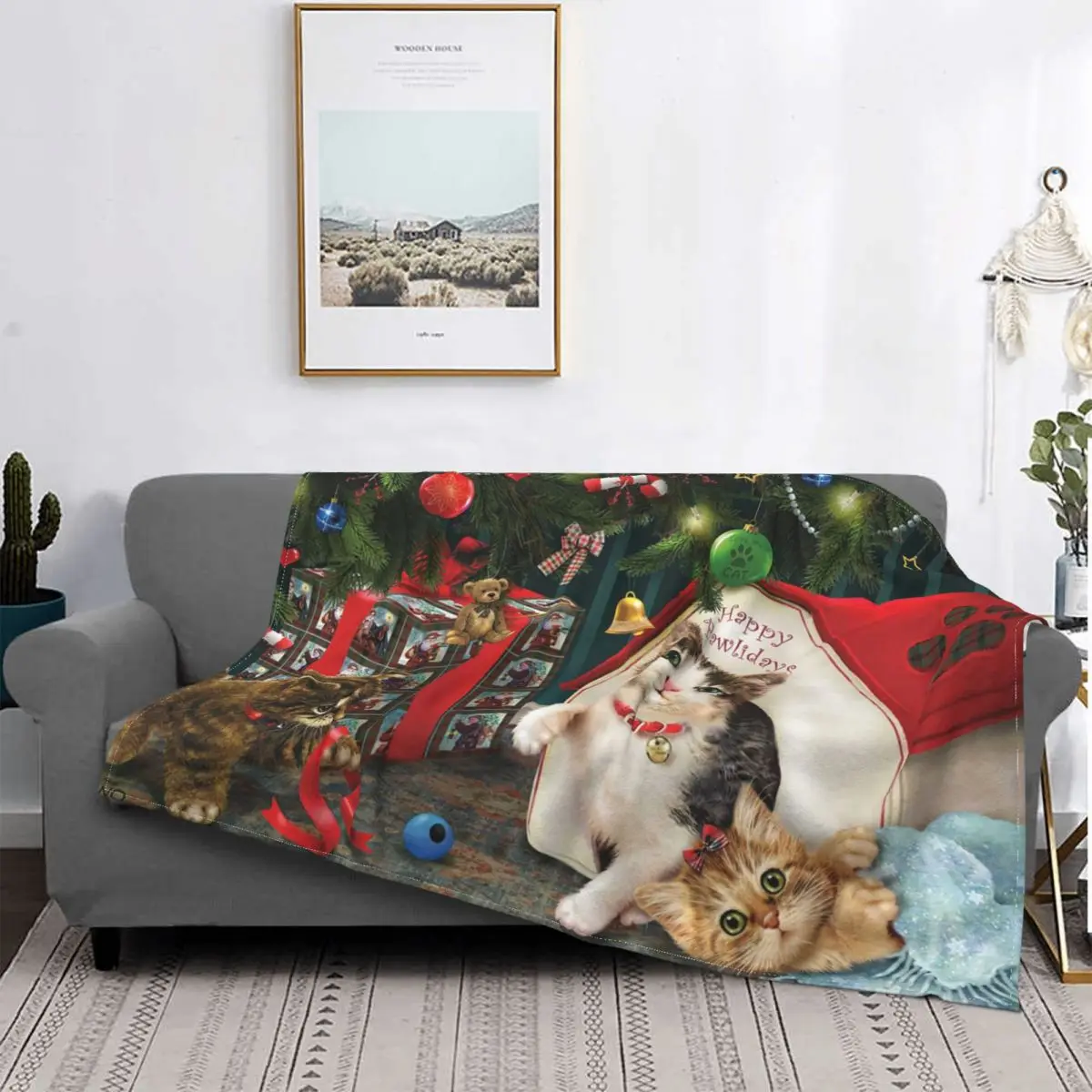 

Christmas Dog Cat Blanket 2022 New Year Printed Stitch Warm Breathable Coral Fleece Throw Blankets For Bedspread Travel