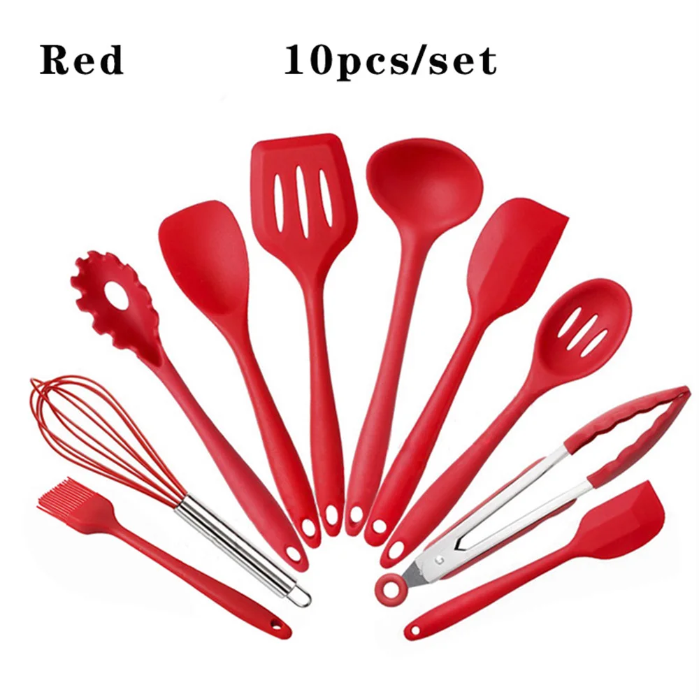 

Food Grade Wooden Handle Non-Stick Pot Silicone Kit Gadget Spatula Tongs Soup Ladle Cooking Utensils Kitchen Supplies