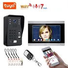 Видеодомофон TUYA, RFID-датчик отпечатка пальца, Wi-Fi, разблокировка через приложение 7 дюймов, Reco