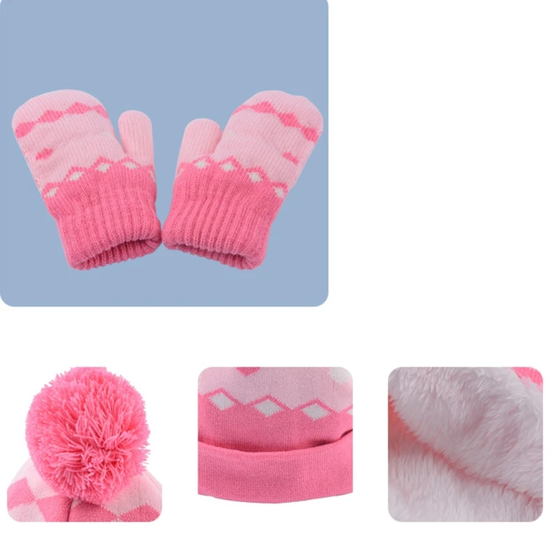 

Three-piece Thermal Inner Velvet Children's Hats+ Scarf+ Gloves Comfortable Winter Accessories for Boys and Girls