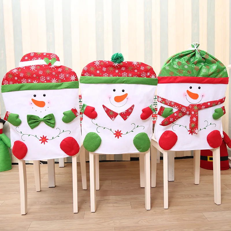 

Рождественские чехлы на стулья со снеговиком, 1 шт., рождественские украшения для вечерние нового года