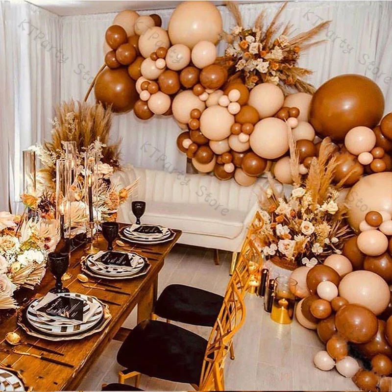 

165pcs Cocoa Balloon Wedding Decoration Garland Kit Cream Peach Balloon Arch Baby Shower Birthday Party Gender Reveal Decor