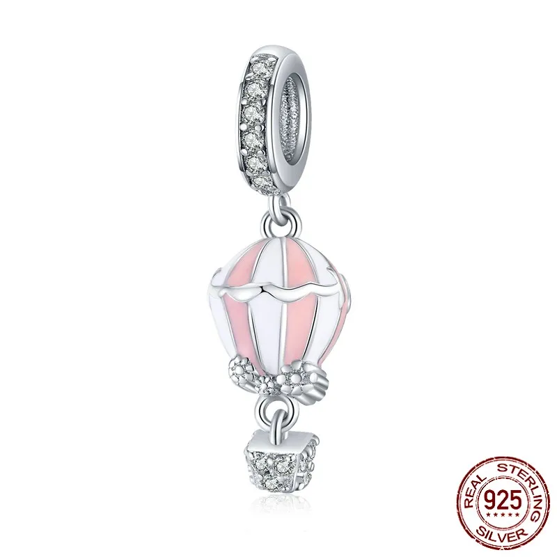 Браслет Pandora, серебро 925,, CZ, самолет, Автомобильная камера для корабля, амулеты, S925, розовый, багажник, воздушный шар, бусины для изготовления ювелирных изделий - Окраска металла: gs137-1